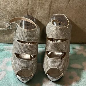 Silver platform heels